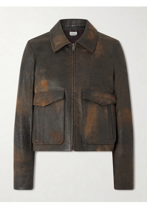 SIMKHAI - Sage Textured-leather Jacket - Brown - x small,small,medium,large,x large
