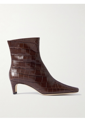 STAUD - Wally Croc-effect Leather Ankle Boots - Brown - IT35,IT36,IT36.5,IT37,IT37.5,IT38,IT38.5,IT39,IT39.5,IT40,IT40.5,IT41,IT42