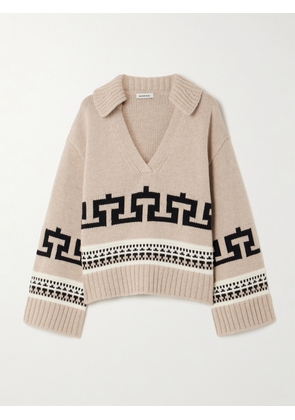 SIMKHAI - O'reilly Intarsia Wool And Cashmere-blend Sweater - Neutrals - x small,small,medium,large,x large