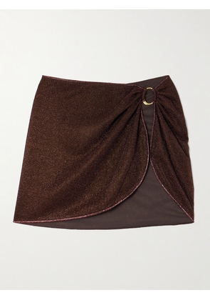Oséree - Lumière Embellished Metallic Stretch-knit Pareo - Brown - small,medium,large,x large