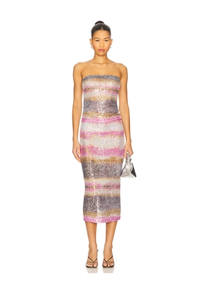 Le Superbe Shibori Stripe Tube Dress in Taupe,Pink,Black. Size L. Also in S, XS, M.