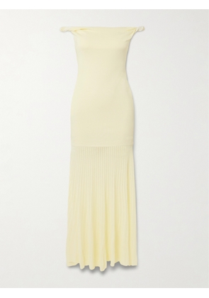 SIR. - Elia Off-the-shoulder Twisted Pleated Knitted Midi Dress - Yellow - 01,2,3,4