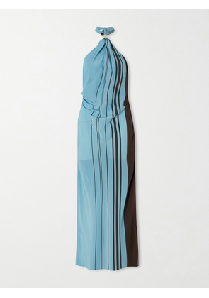 SIR. - Rioja Striped Silk Halterneck Maxi Dress - Blue - 01,2,3,4