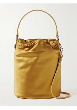 STAUD - Lila Mini Leather-trimmed Metallic Satin Bucket Bag - Gold - One size