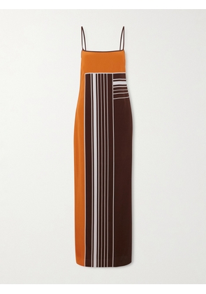 SIR. - Destino Striped Silk-crepe Maxi Dress - Brown - 01,2,3,4