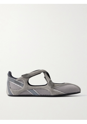 The Attico - Floor 01 Mesh-trimmed Suede Flats - Gray - IT36,IT37,IT37.5,IT38,IT39,IT40,IT41