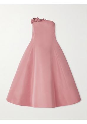 Oscar de la Renta - Strapless Embellished Appliquéd Faille Midi Dress - Pink - US2,US4,US6