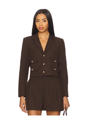 Karina Grimaldi Marie Cropped Blazer in Chocolate. Size L. Also in XS, S, M.