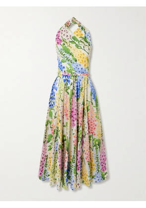 Oscar de la Renta - Foxgloves Belted Floral-print Cotton-blend Poplin Midi Dress - Multi - US0,US2,US4,US6,US8,US10,US14