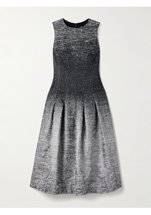 Oscar de la Renta - Pleated Metallic Bouclé-tweed Midi Dress - Black - US2,US4,US6,US8