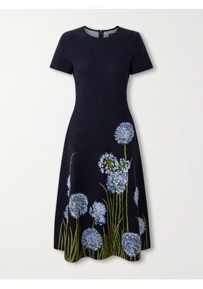 Oscar de la Renta - Jacquard-knit Midi Dress - Blue - x small,small,medium,large