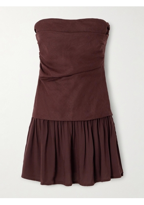 Faithfull - Hedy Voile-trimmed Linen Mini Dress - Brown - x small,small,medium,large,x large,xx large