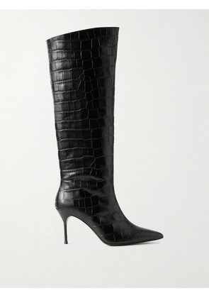 STAUD - Sebastian Croc-effect Leather Knee Boots - Black - IT36,IT37,IT38,IT38.5,IT39,IT40,IT40.5,IT41,IT42