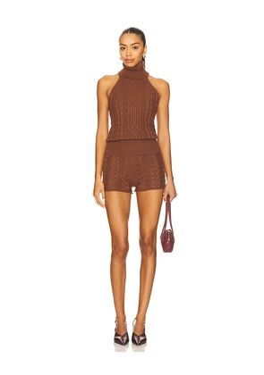 MORE TO COME Kalani Short Set in Brown. Size L. Also in XS, S, M, XL.