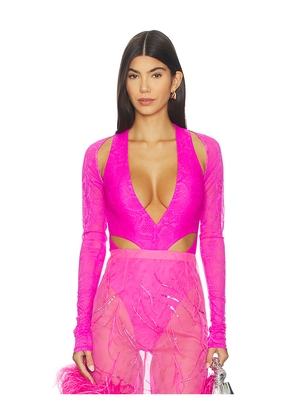 Lapointe Snake Lace Bodysuit in Pink. Size 0. Also in 00, 2.