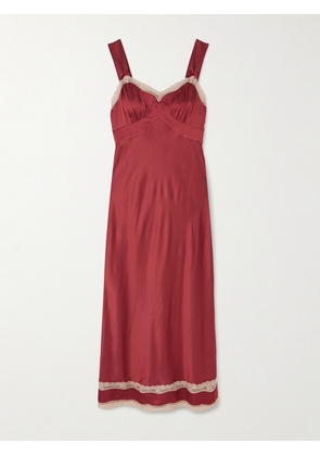 RIXO - Lucie Lace-trimmed Crepe De Chine Midi Dress - Pink - UK 6,UK 8,UK 10,UK 12,UK 14,UK 16,UK 18,UK 20