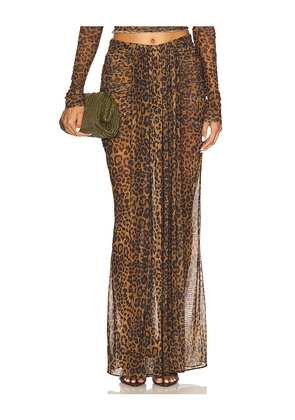 Lapointe Printed Mesh Draped Skirt in Brown. Size L. Also in XL.