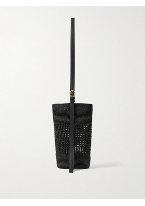 KHAITE - Billie Leather-trimmed Raffia Bucket Bag - Black - One size