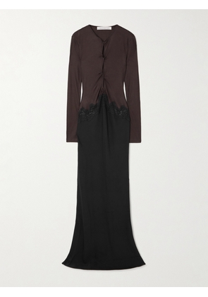Christopher Esber - Cutout Twist-front Lace-trimmed Ribbed-knit And Crepe Gown - Brown - UK 6,UK 8,UK 10,UK 12,UK 14