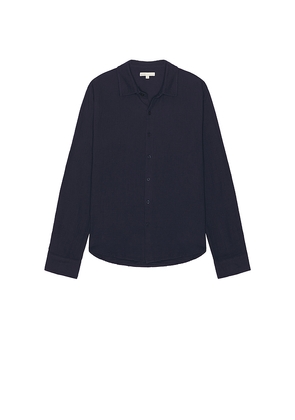 onia Cotton Gauze Long Sleeve Shirt in Navy. Size M. Also in XL/1X.