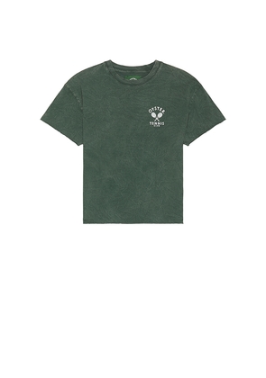 Oyster Court Undone Edge T-Shirt in Green. Size L. Also in S, M, XL/1X.