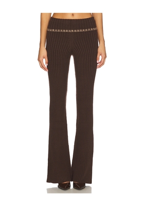 Lovers and Friends Tila Rib Pant in Chocolate. Size L. Also in XS, S, M, XL.