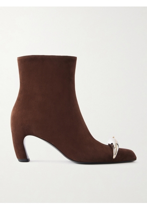 Tory Burch - Pierced Xl Embellished Suede Ankle Boots - Brown - US6,US6.5,US7,US7.5,US8,US8.5,US9,US10,US11