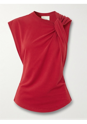 Isabel Marant - Nayda Knotted Cotton-jersey Top - Red - x small,small,medium,large,x large