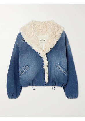 Isabel Marant - Fleece-trimmed Padded Denim Bomber Jacket - Blue - FR 34,FR 36,FR 38,FR 40,FR 42