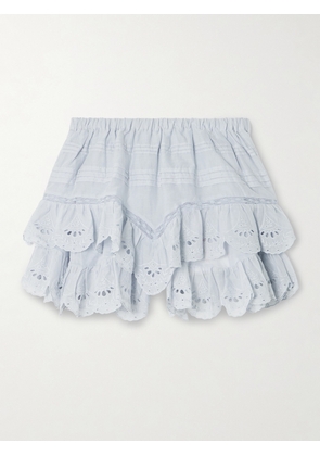 Marant Étoile - Jocadia Lace And Broderie Anglaise-trimmed Organic Cotton-voile Shorts - Blue - FR 34,FR 36,FR 38,FR 40,FR 42,FR 44