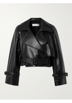Nour Hammour - Hatti Cropped Belted Leather Jacket - Black - FR 34,FR 36,FR 38,FR 40,FR 42,FR 44