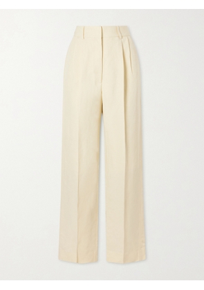 BLAZÉ Milano - Savannah Pleated Linen And Silk-blend Straight-leg Pants - Yellow - 00,1,2,3,4