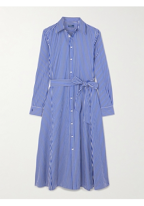 Polo Ralph Lauren - Belted Striped Cotton-poplin Midi Shirt Dress - Blue - US0,US2,US4,US6,US8,US10,US12