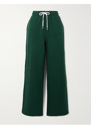 Polo Ralph Lauren - Embroidered Cotton-blend Jersey Wide-leg Track Pants - Green - xx small,x small,small,medium,large,x large