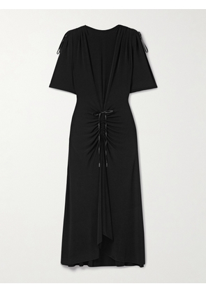 Brandon Maxwell - The Sienna Tie-detailed Gathered Stretch-jersey Maxi Dress - Black - US0,US2,US4,US6,US8,US10,US12