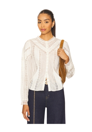 LoveShackFancy Aralina Blouse in Ivory. Size L. Also in XS, S, M, XL.