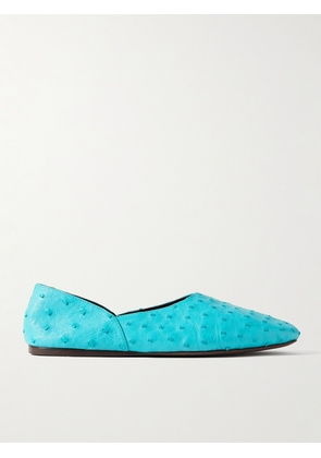 KHAITE - Jane Ostrich Leather Flats - Blue - IT36,IT37,IT38,IT39,IT40,IT41