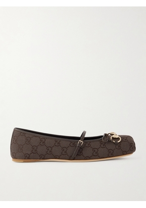 Gucci - Horsebit-embellished Bow-detailed Canvas-jacquard Ballet Flats - Brown - IT36,IT37,IT37.5,IT38,IT38.5,IT39,IT39.5,IT40,IT41,IT41.5,IT42