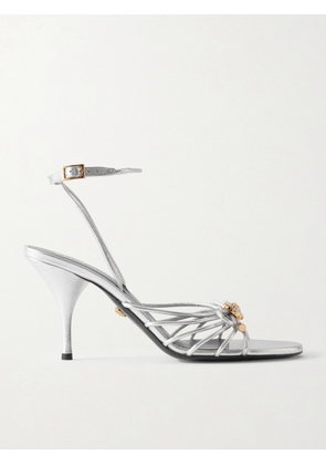 Versace - Embellished Metallic Leather Sandals - Silver - IT36,IT36.5,IT37,IT37.5,IT38,IT38.5,IT39,IT39.5,IT40,IT40.5,IT41