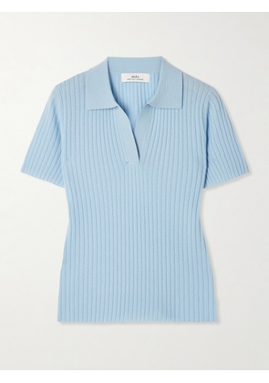 Arch4 - Jennifer Ribbed Organic Cashmere Polo Shirt - Blue - x small,small,medium,large,x large