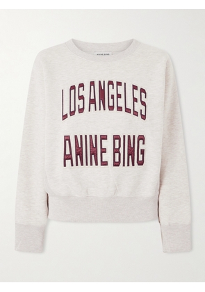 Anine Bing - Harry Embroidered Cotton-blend Sweatshirt - Neutrals - x small,small,medium,large