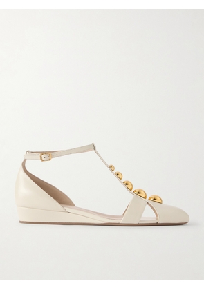 Chloé - Cleia Studded Leather Wedge Sandals - Off-white - IT36,IT36.5,IT37,IT37.5,IT38,IT38.5,IT39,IT39.5,IT40,IT40.5,IT41,IT42