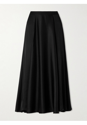 Anine Bing - Christina Silk-blend Satin Midi Skirt - Black - x small,small,medium,large