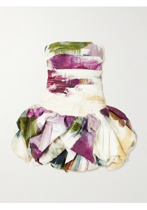 Aje - Violette Strapless Ruched Floral-print Cotton Mini Dress - Multi - UK 4,UK 6,UK 8,UK 10,UK 12,UK 14,UK 16