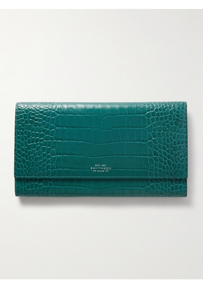 Smythson - Marshall Croc-effect Leather Travel Wallet - Blue - One size