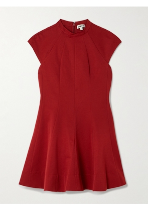 STAUD - Ellie Paneled Cotton-blend Faille Mini Dress - Red - x small,small,medium,large,x large