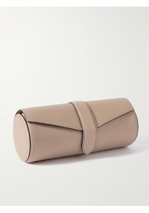 Smythson - Panama Textured-leather Watch And Jewelry Roll - Gray - One size