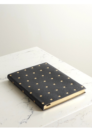 Smythson - Stars Soho Panama Debossed Metallic Textured-leather Notebook - Blue - One size