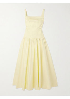 Aje - Star Pleated Cotton-poplin Midi Dress - Yellow - UK 4,UK 6,UK 8,UK 10,UK 12,UK 14,UK 16