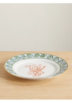 GINORI 1735 - + Luke Edward Hall Il Viaggio Di Nettuno Gold-plated Porcelain Dessert Plate - White - One size